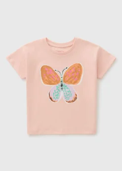 Girls Light Pink Butterfly T-Shirt (1-7yrs)