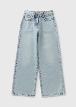 Girls Light Wash Wide Leg Jeans (7-15yrs)