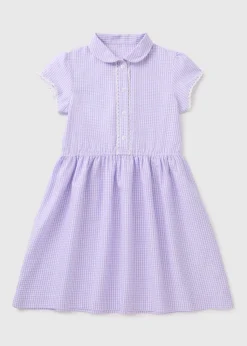 Girls Lilac Gingham Traditional School Dress (3-13yrs)