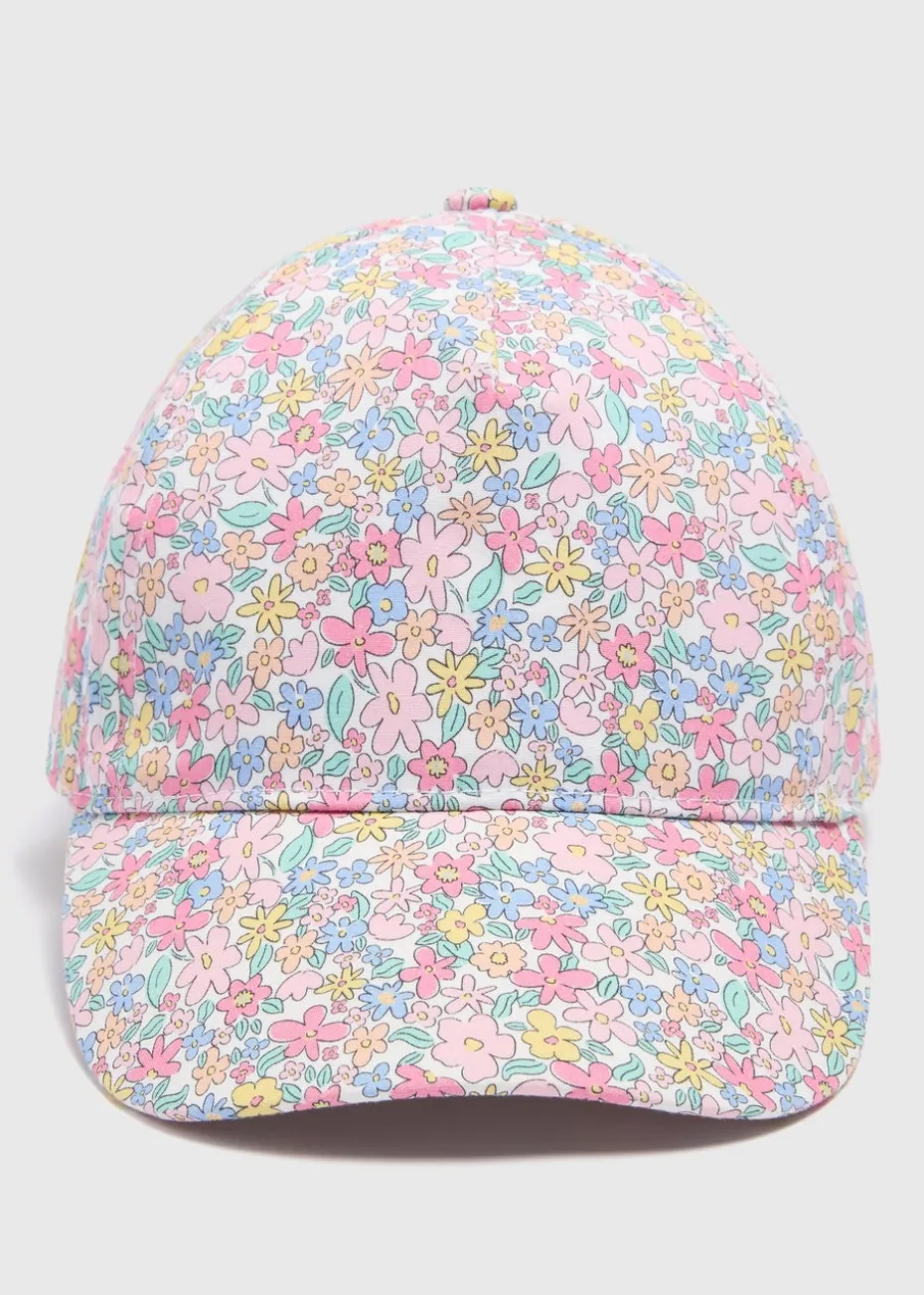 Girls Multicolour Floral Cap (3-10yrs)