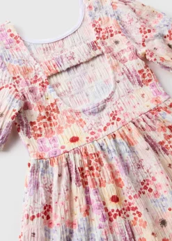 Girls Multicolour Floral Crinkle Dress (7-15yrs)