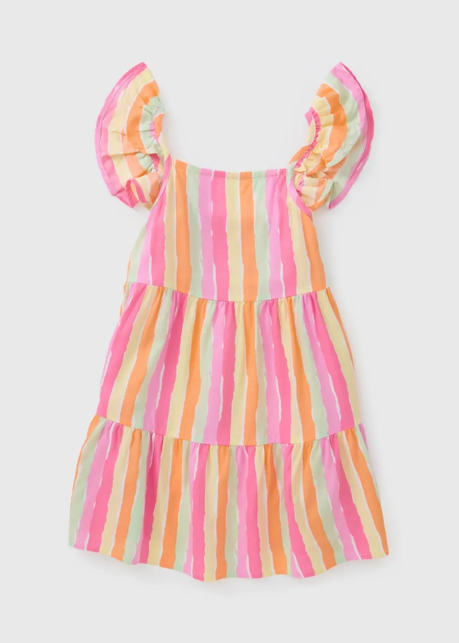 Girls Multicolour Stripe Viscose Dress (1-7yrs)