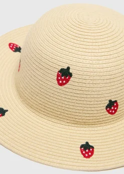 Girls Natural Strawberry Sun Hat