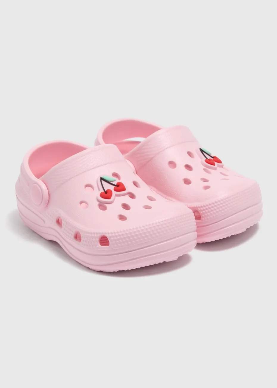 Girls Pink Cherry Clogs (Younger 4/5-Older 5/6)