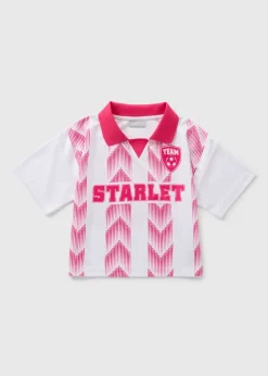 Girls Pink Cropped Football Shirt (7-15yrs)
