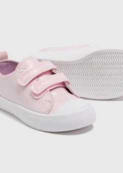 Girls Pink Glitter Strap Trainers (Younger 4-12)
