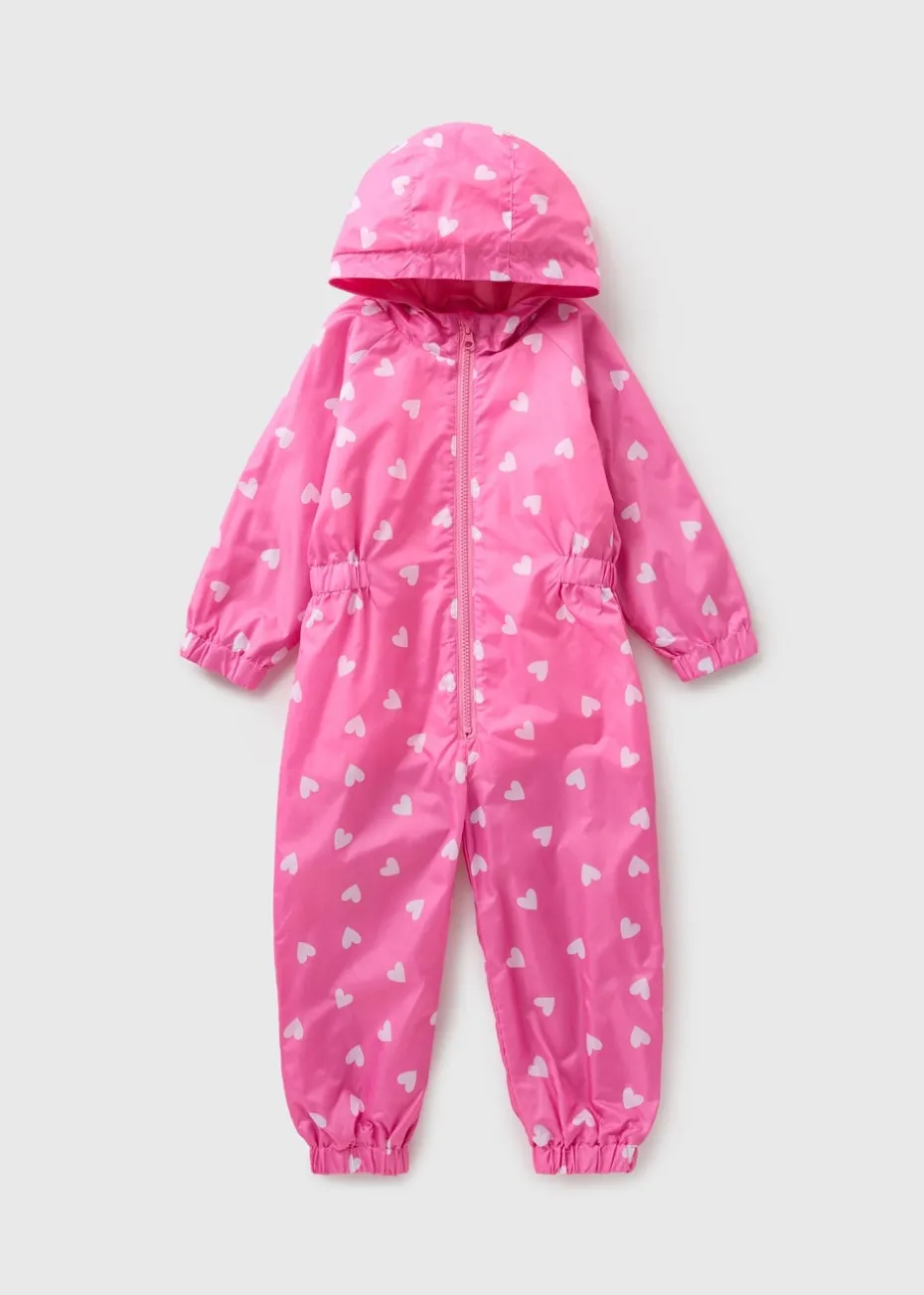 Girls Pink Heart Puddle Suit (1-7yrs)