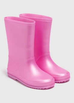 Girls Pink Pearlised Wellies (Younger 10-Older 5)
