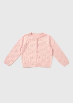 Girls Pink Pointelle Cardigan (1-7yrs)
