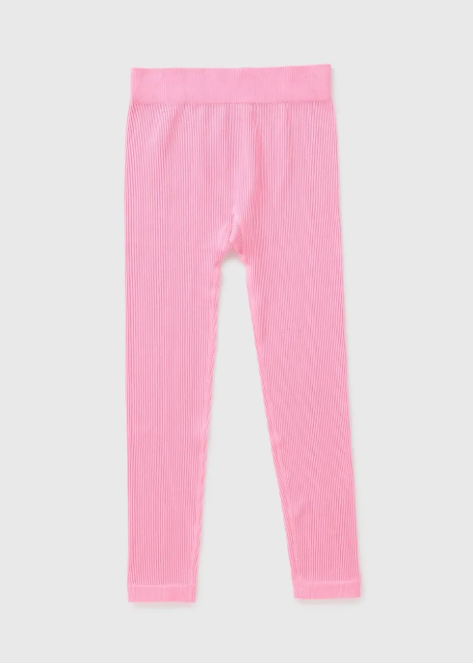 Girls Pink Seamless Leggings (7-15yrs)