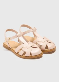 Girls Pink Shimmer Caged Sandals (Younger 10-Older 5)