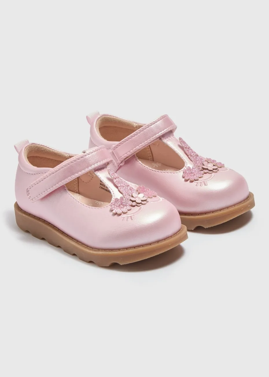 Girls Pink Unicorn T-Bar Shoes (Younger 4-12)