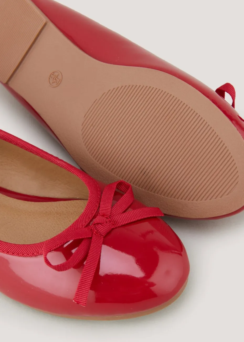 Girls Red Patent Bow Ballet Flats (Younger 12-Older 5)