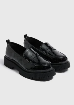 Girls School Black Chunky Loafers (10 Infants - 6 Older)