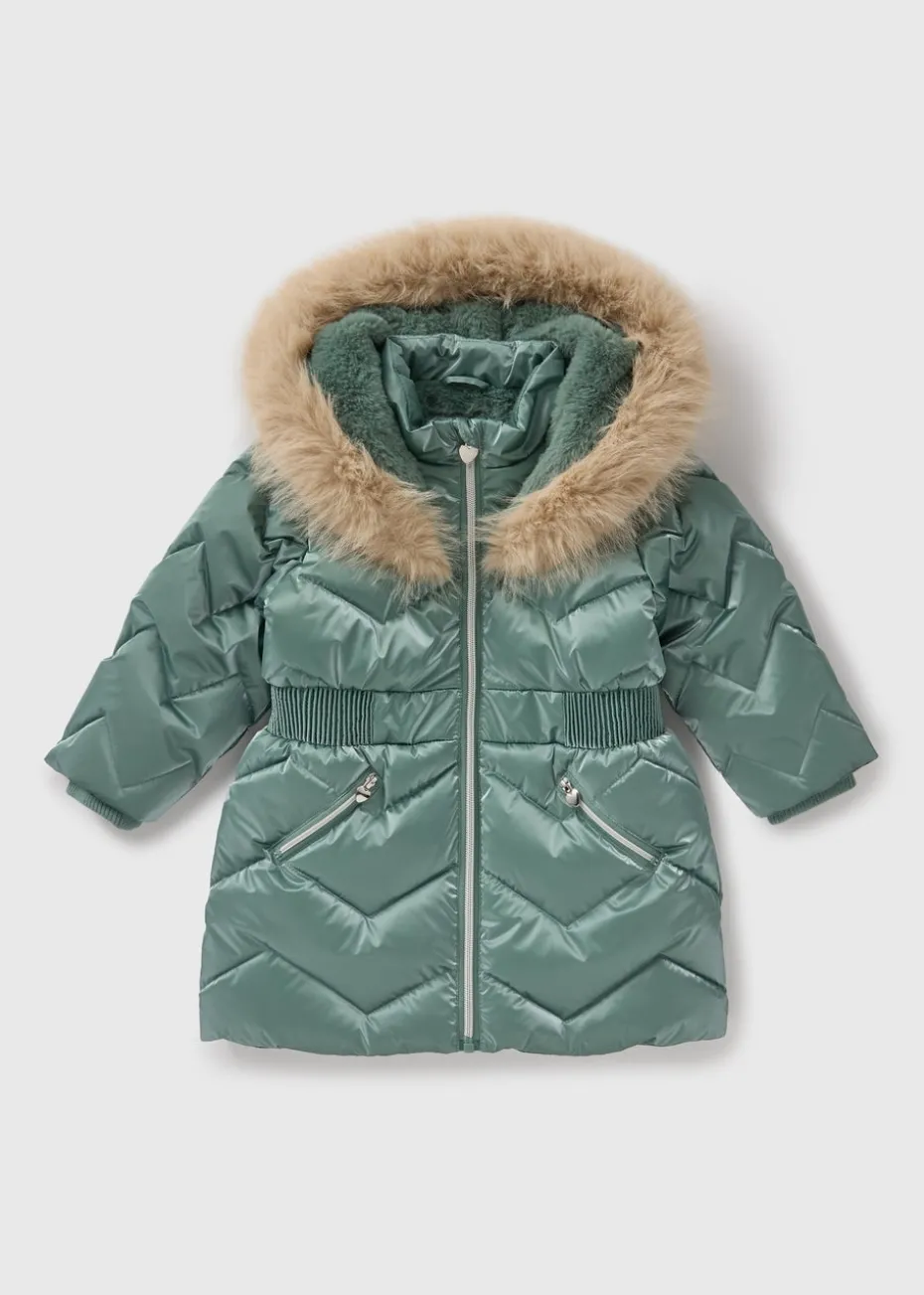 Girls Showerproof Teal Padded Coat (1-7yrs)