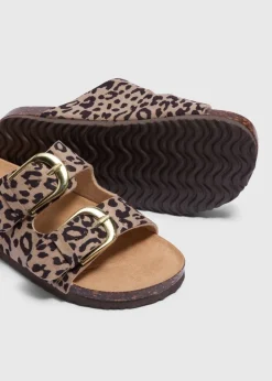 Girls Tan Leopard Sandals (Younger 10-Older 5)