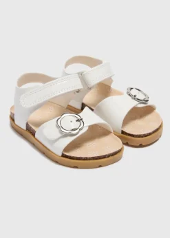 Girls White Buckle Sandals (Younger 4-12)