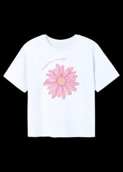 Girls White Flower T-Shirt (6-12yrs)