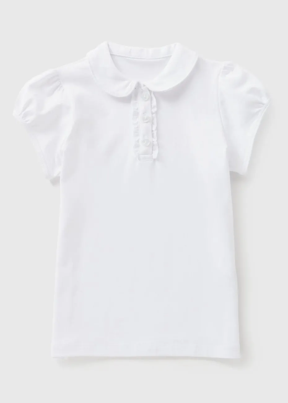 Girls White Jersey School Polo Shirt (3-13yrs)