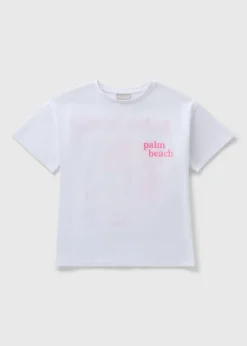 Girls White Palm Beach T-Shirt (7-15yrs)