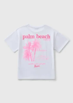 Girls White Palm Beach T-Shirt (7-15yrs)