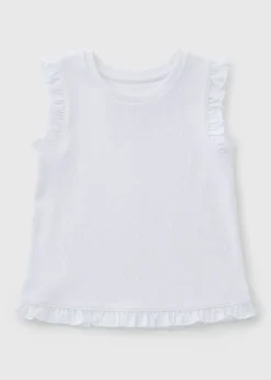 Girls White Ribbed Frill Vest (1-7yrs)
