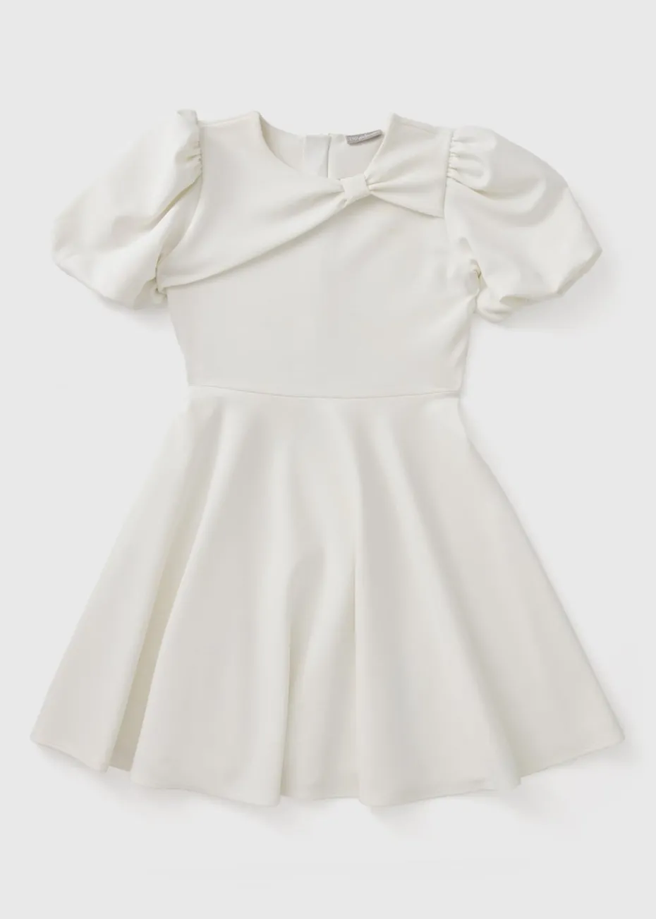Girls White Scuba Dress