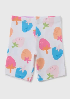 Girls White Strawberry Cycling Shorts (1-7yrs)