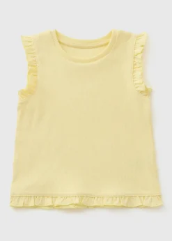 Girls Yellow Frill Ribbed Vest (1-7yrs)