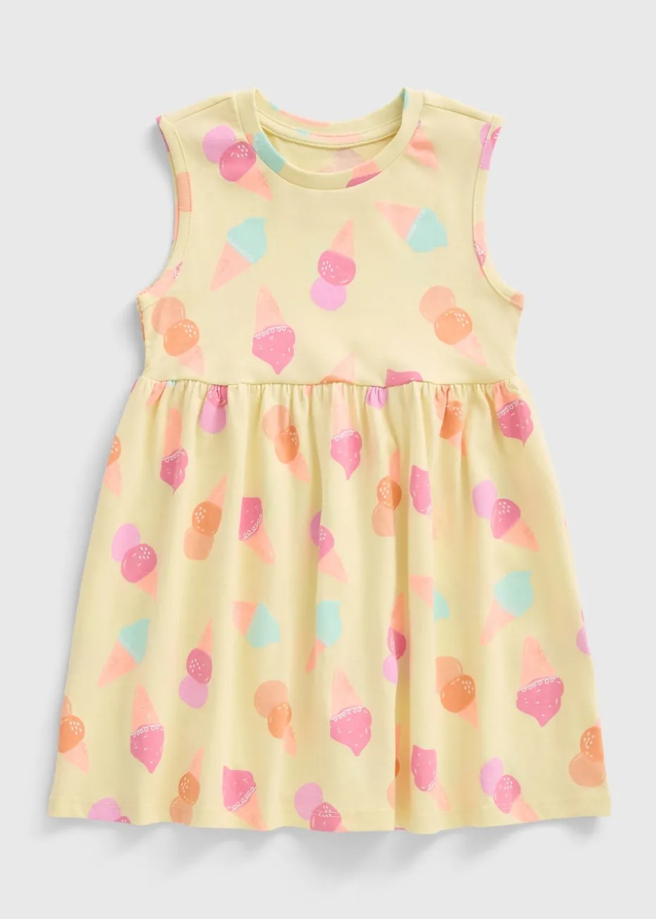 Girls Yellow Ice Cream Dress (1-7yrs)