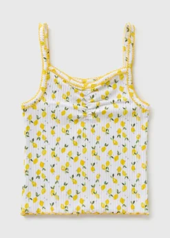 Girls Yellow Lemon Ribbed Vest (7-15yrs)