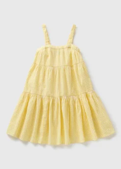 Girls Yellow Stripe Seersucker Dress (7-15yrs)