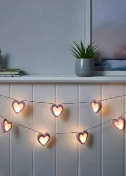 Glow Love Heart Wood String Lights (6cm x 435cm)
