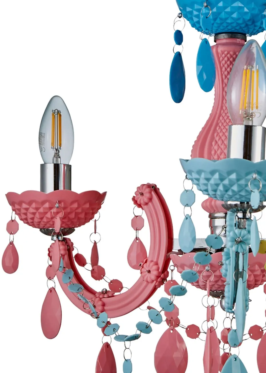 Glow Marie Therese Funky 3 Arm Chandelier Light (Adjustable 52-120cm x 46cm)