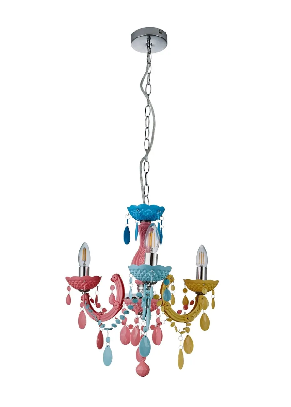 Glow Marie Therese Funky 3 Arm Chandelier Light (Adjustable 52-120cm x 46cm)