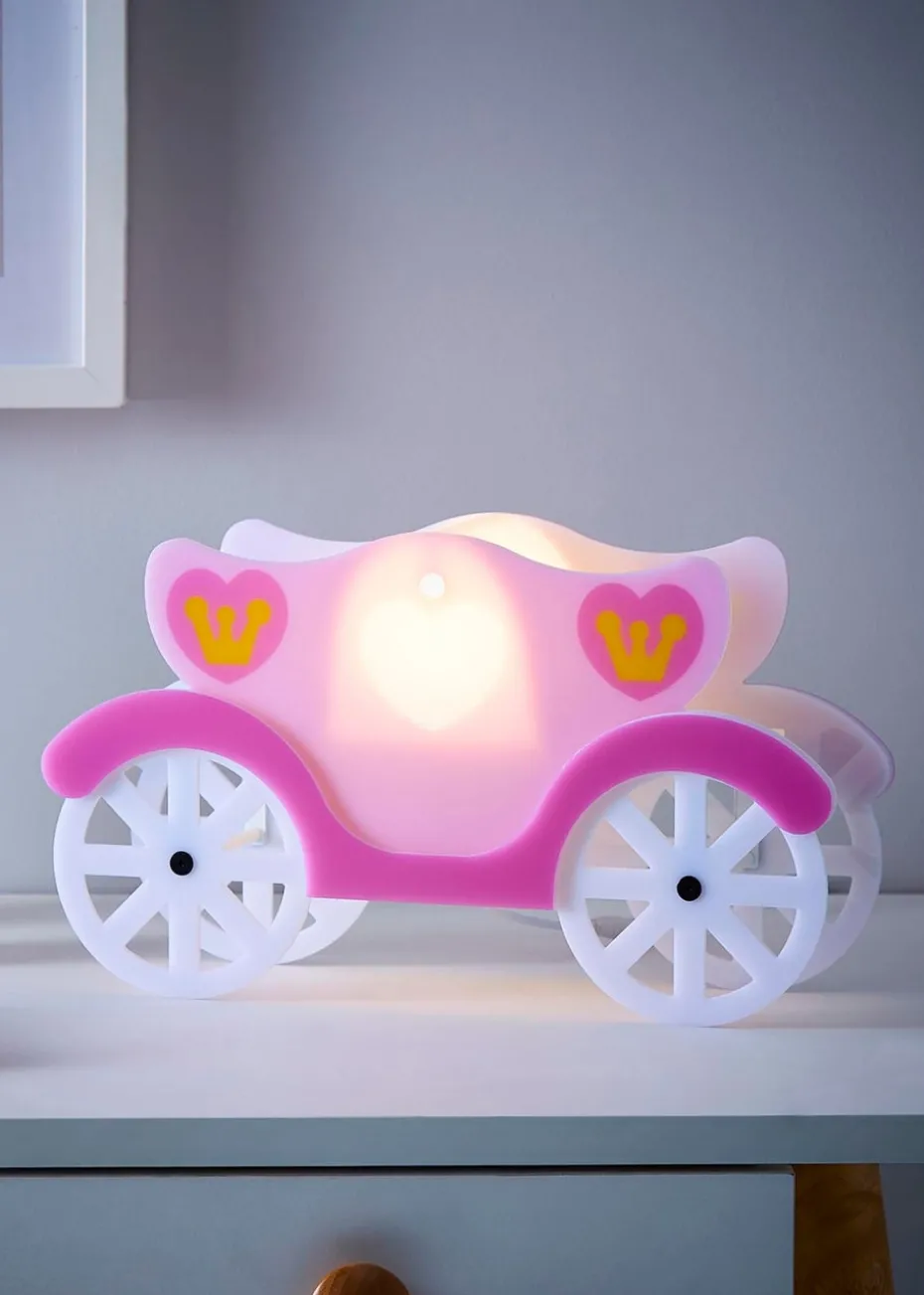 Glow Princess Carriage Integrated LED Table Lamp Pink (19cm x 33cm)