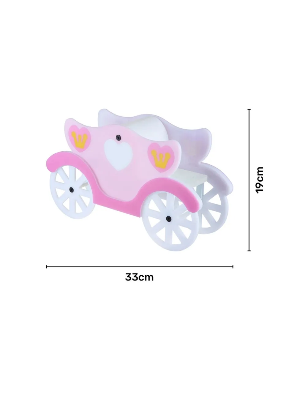 Glow Princess Carriage Integrated LED Table Lamp Pink (19cm x 33cm)