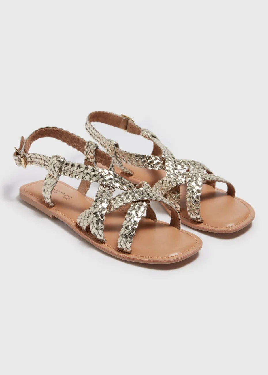 Gold Plaited Gladiator Leather Sandals