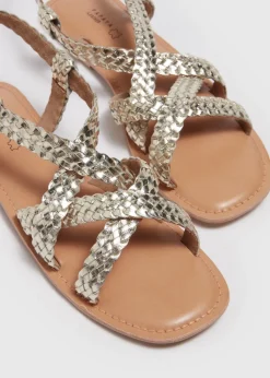 Gold Plaited Gladiator Leather Sandals