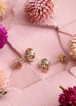Golden Moments 9ct 3-Colour Gold Knot Studs