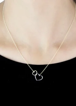 Golden Moments 9ct 2-Colour Gold Interlocked-Hearts Necklace