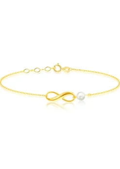 Golden Moments 9ct Gold Infinity Bracelet with Fresh Water Pearl