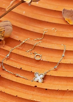 Golden Moments 9ct Silver Mother of Pearl Clover DC Bracelet