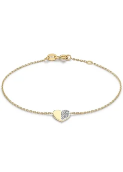 Golden Moments 9ct 2-Tone Gold CZ Heart Bracelet