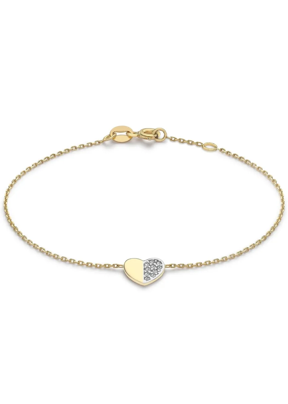 Golden Moments 9ct 2-Tone Gold CZ Heart Bracelet