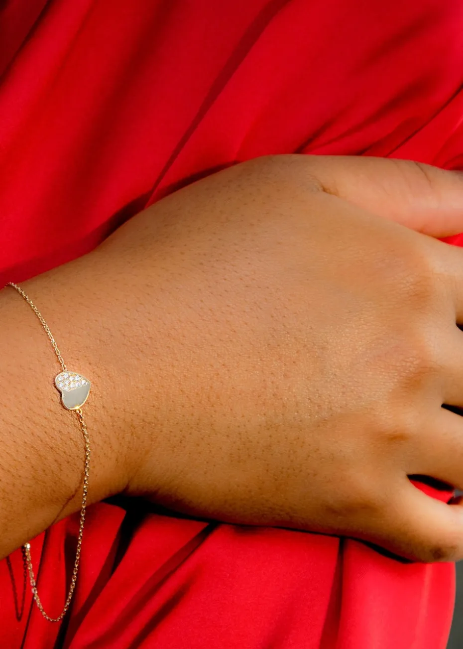 Golden Moments 9ct 2-Tone Gold CZ Heart Bracelet