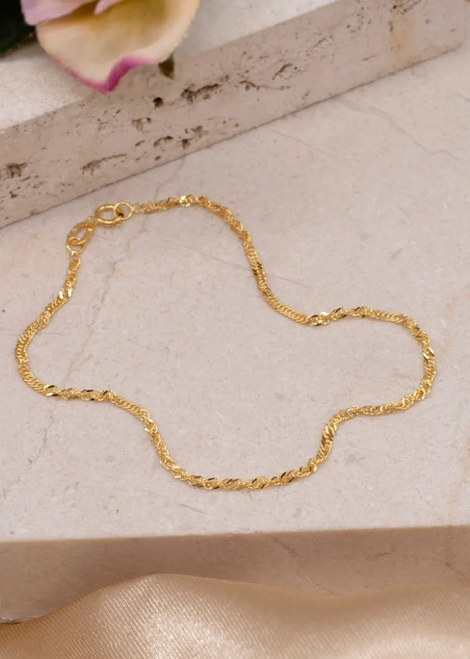 Golden Moments 9ct Yellow Gold Diamond Cut 30 Twist Curb Bracelet