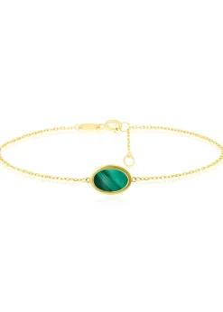 Golden Moments 9ct Yellow Gold Oval Malachite Bracelet