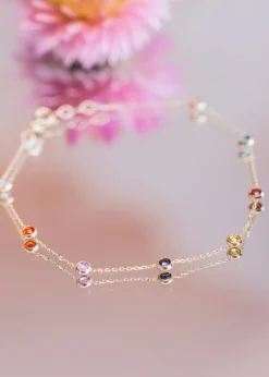 Golden Moments 9ct Yellow Gold Multi Coloured Round CZ Bracelet