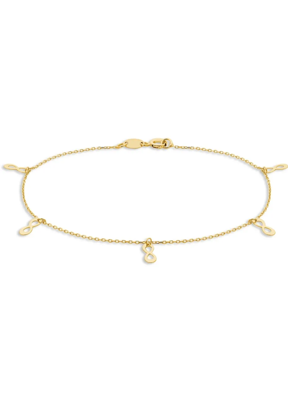 Golden Moments 9ct Yellow Gold Dangly Infinity Symbols Bracelet (8.5mm x 3mm)